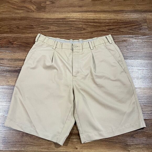 Nike Golf Fit Dry Pleated Tour Performance Chino Golf Short Khaki Beige Men's 35 - Picture 1 of 9